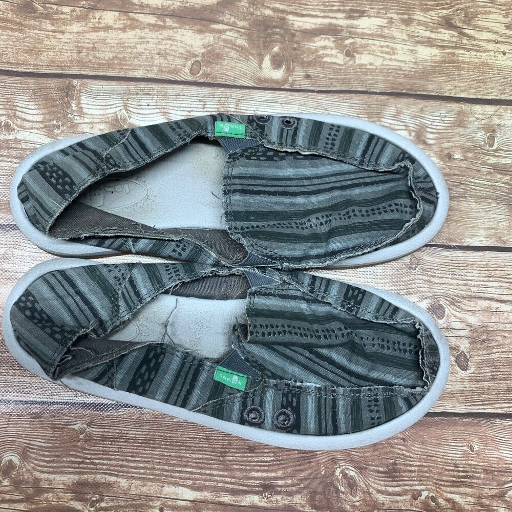 Sanuk‎ Shoes Womens 6 Casual Loafer Sneakers Flats Comfort Gray Fabric Slip On - Picture 13 of 13